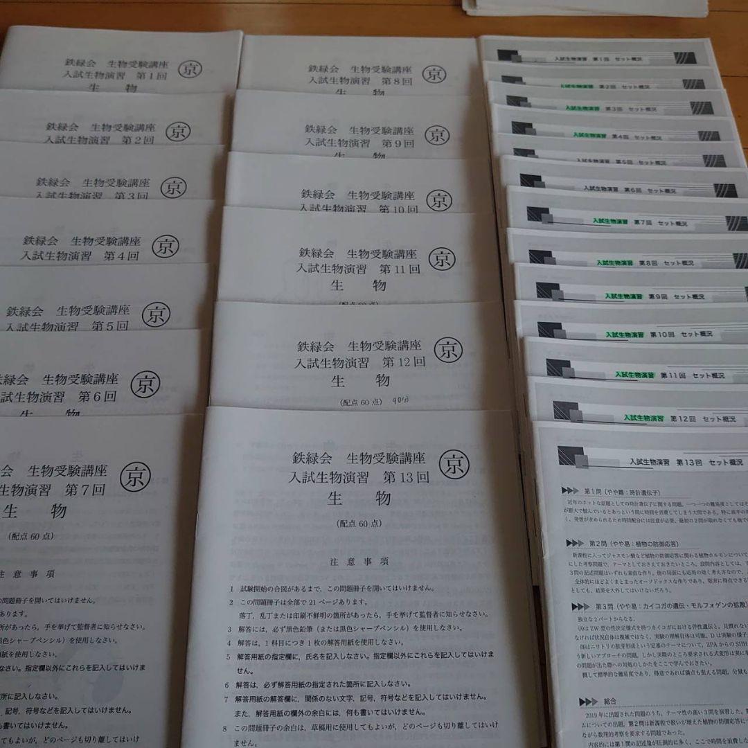 鉄緑会 入試生物演習 問題・解答・解説