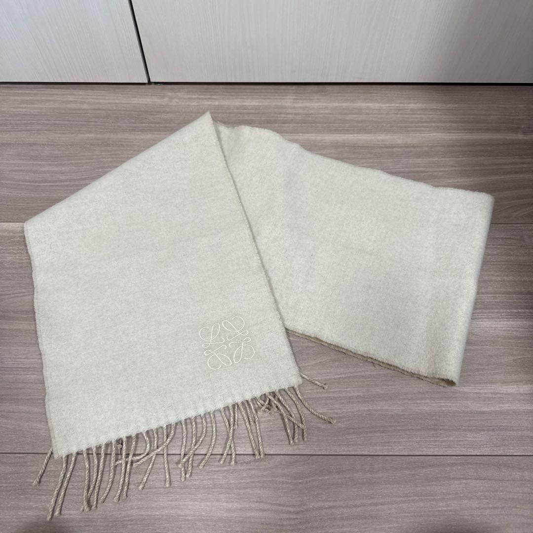 LOEWE リバーシブルマフラー（アイボリー×ベージュ）