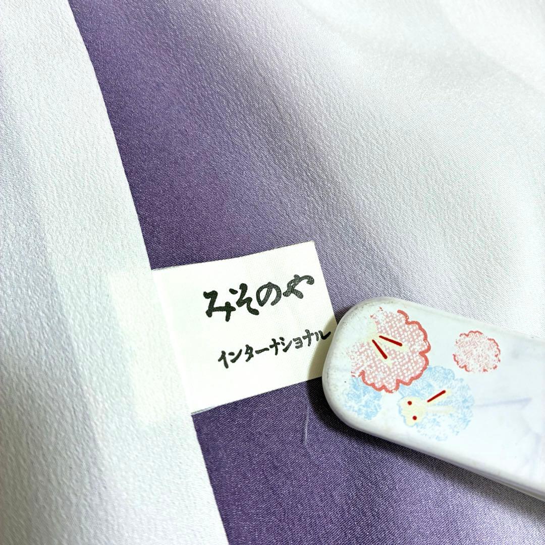 【良品✨】東レシルック　洗える着物　飛び柄小紋　浅葱鼠　葉と実　手縫い仕立てK5