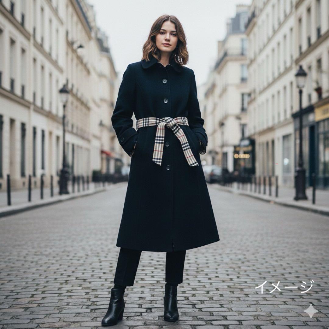 ＊バーバリーロンドン＊ダブルフェイス コート カシミヤ ノバチェック　ベルト