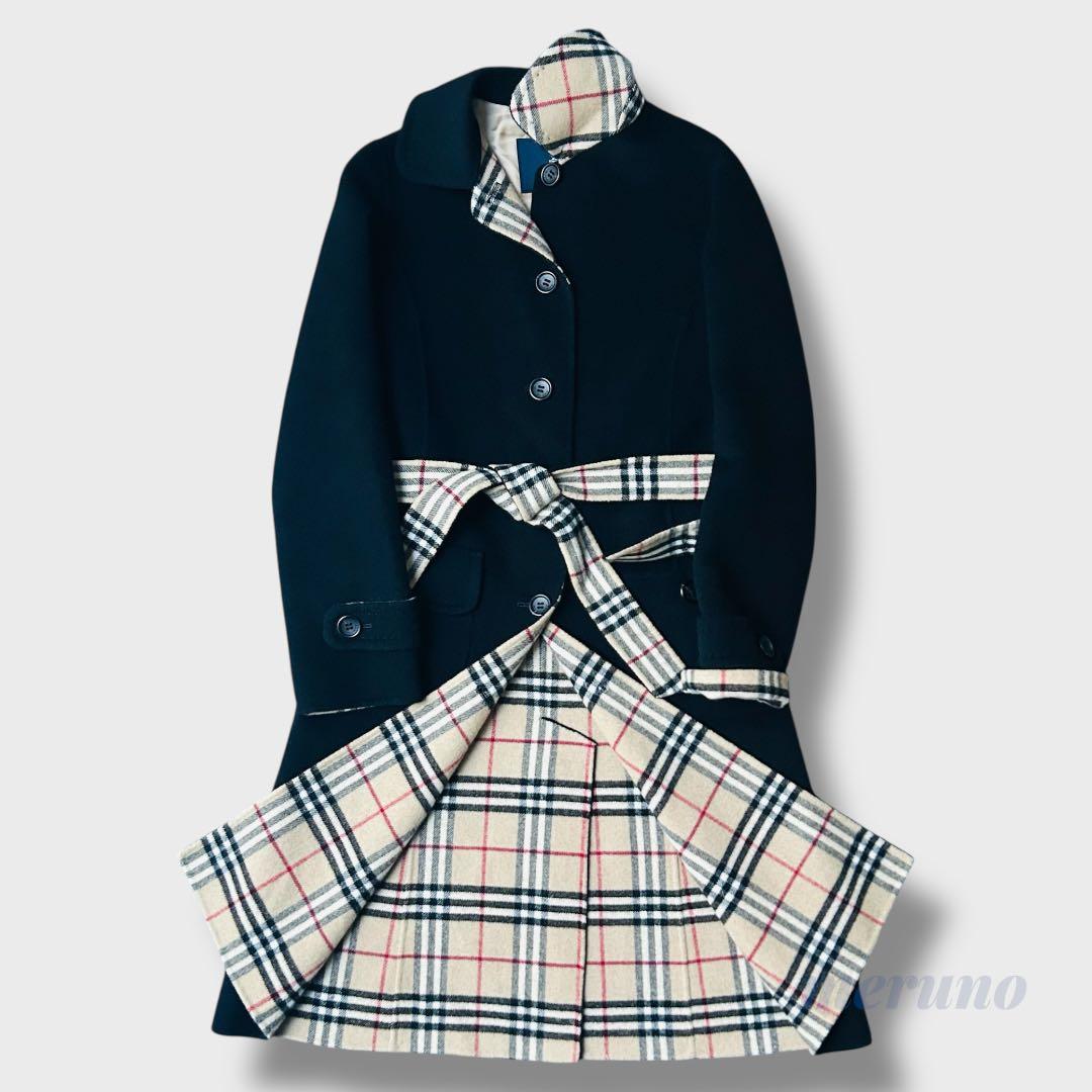 ＊バーバリーロンドン＊ダブルフェイス コート カシミヤ ノバチェック　ベルト