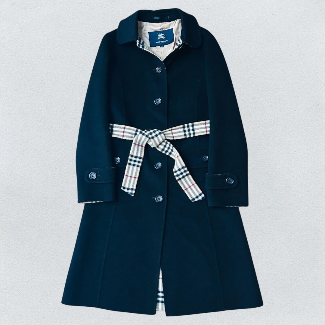 ＊バーバリーロンドン＊ダブルフェイス コート カシミヤ ノバチェック　ベルト