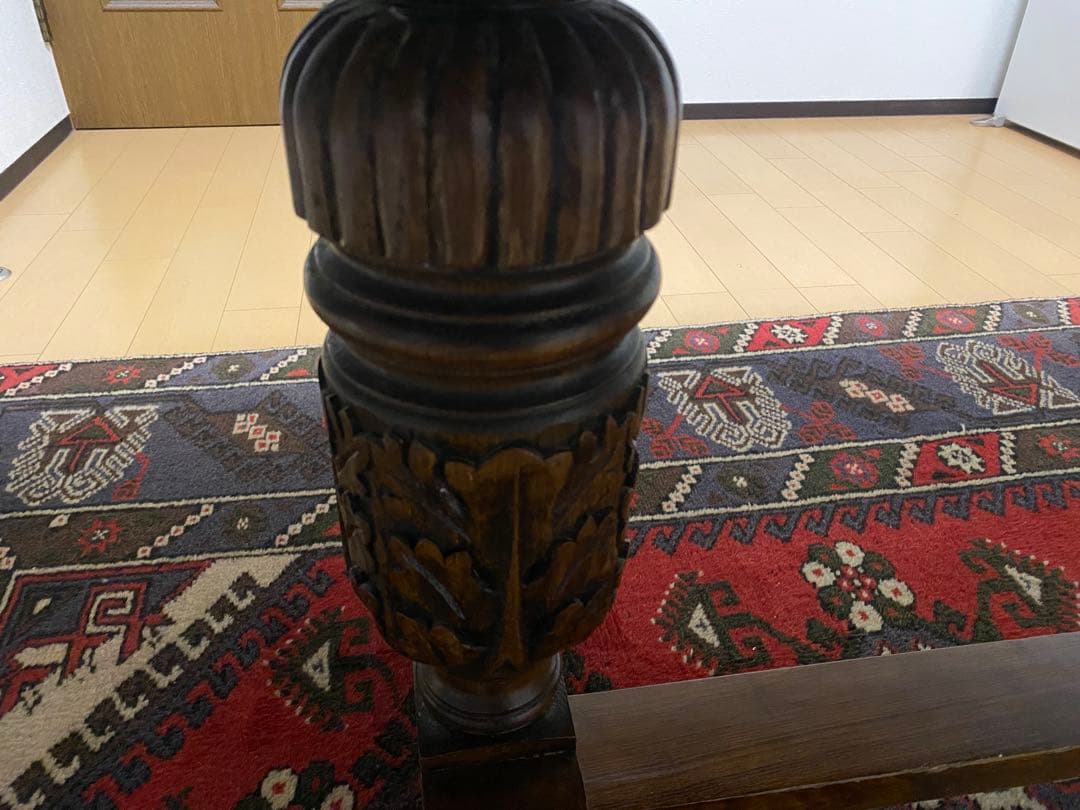 美品＊アンティーク風＊天然木伸長式正方形レトロ風ドローリーフテーブル