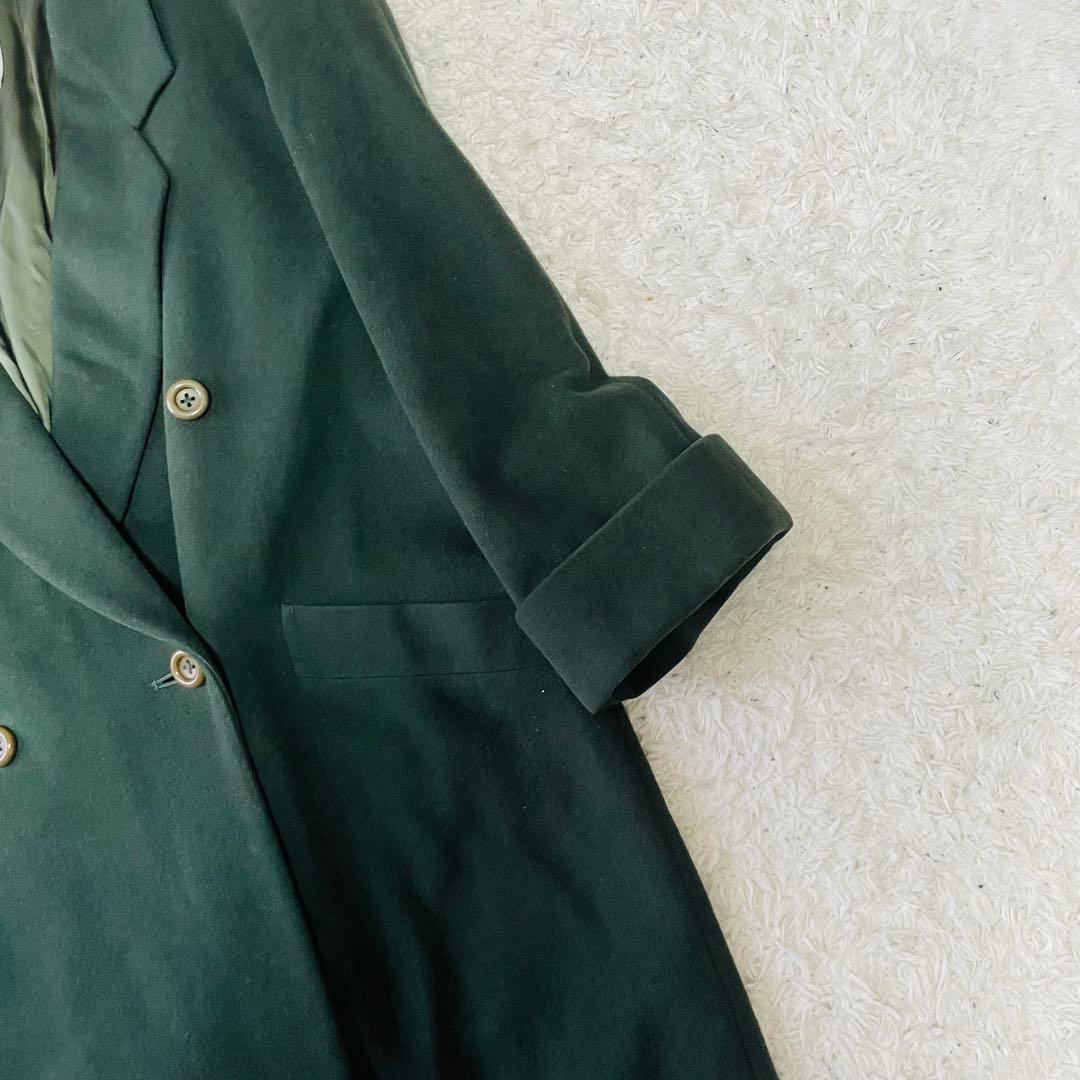 希少色　バーバリーズ　チェスターコート　ダブル　ウール　カシミヤ混　グリーン
