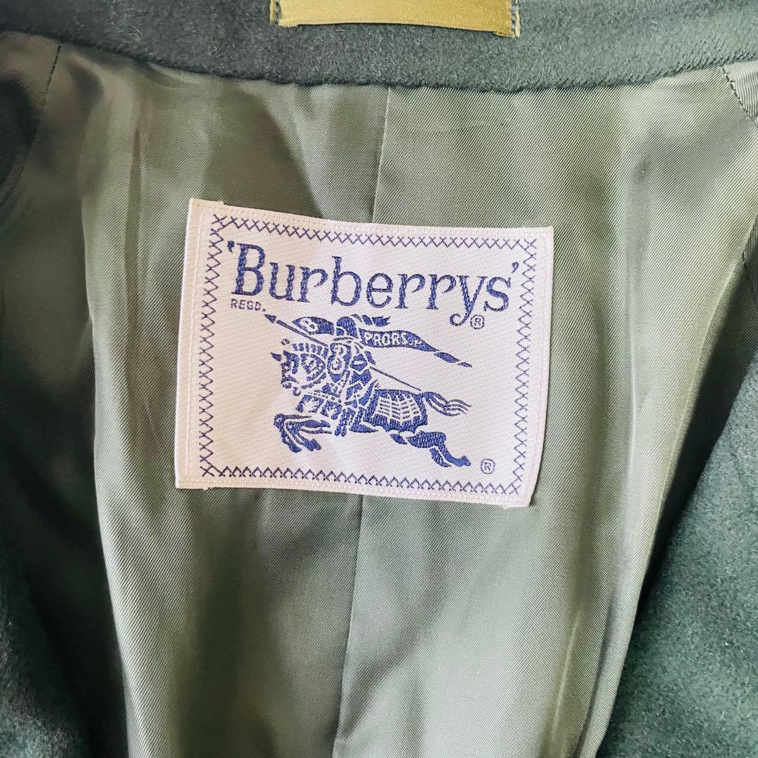 希少色　バーバリーズ　チェスターコート　ダブル　ウール　カシミヤ混　グリーン