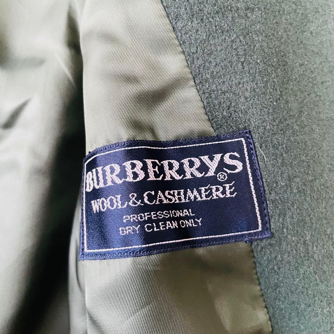 希少色　バーバリーズ　チェスターコート　ダブル　ウール　カシミヤ混　グリーン
