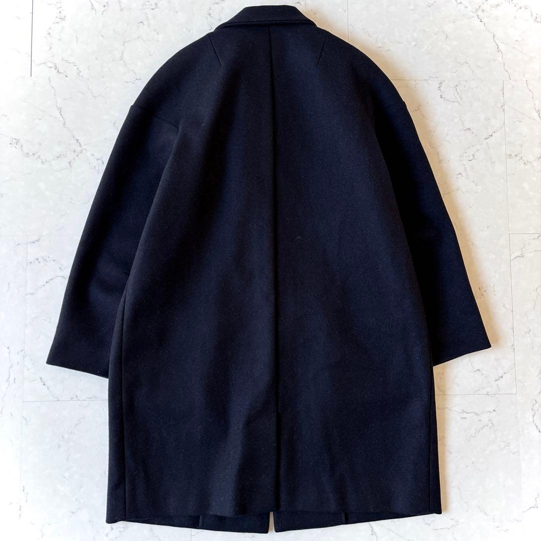 ソフィードール ウールメルトン オーバーサイズ 比翼 リバーコート ネイビー