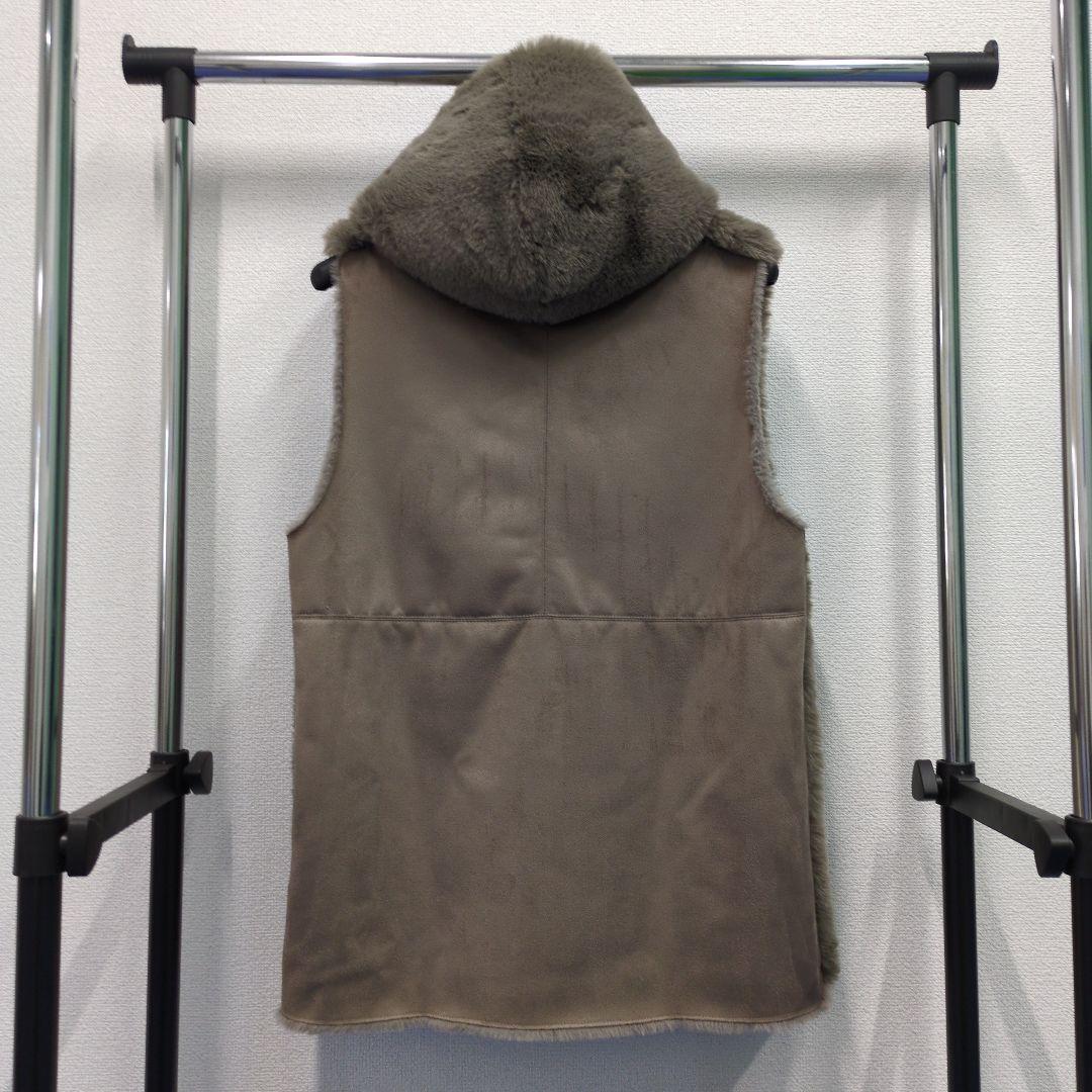 BARNEYS NEW YORK フード付きフェイクファージレ ベスト