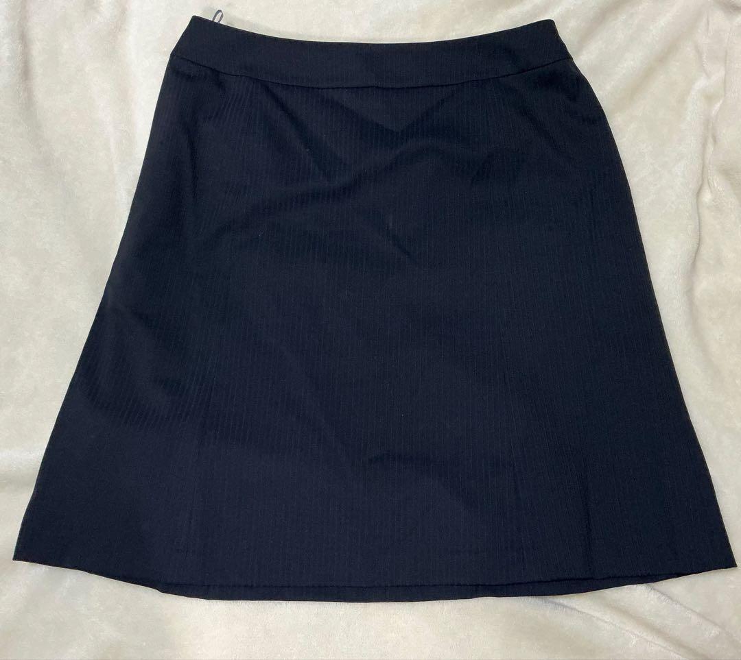 スカートスーツ　レディース　19号　大きめ　洋服の青山　ストライプ　洗濯可