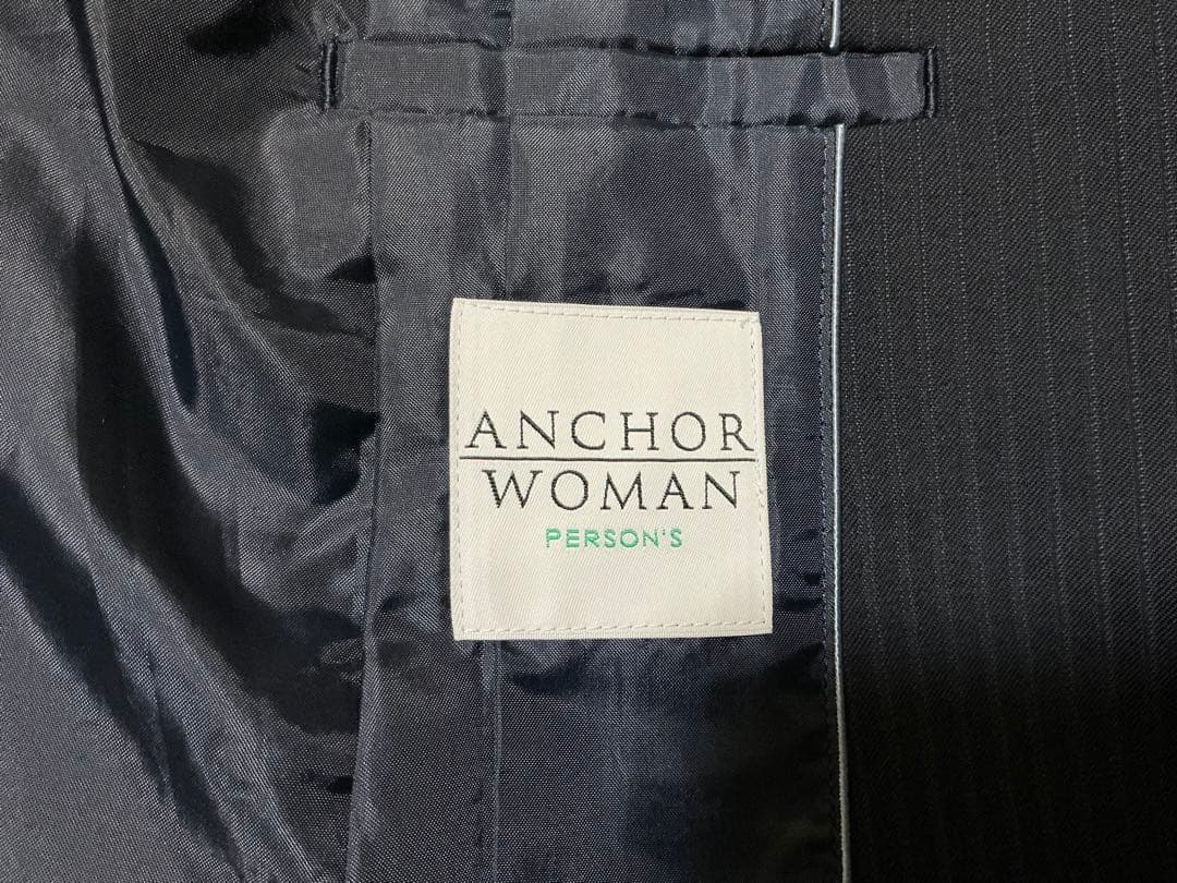 スカートスーツ　レディース　19号　大きめ　洋服の青山　ストライプ　洗濯可