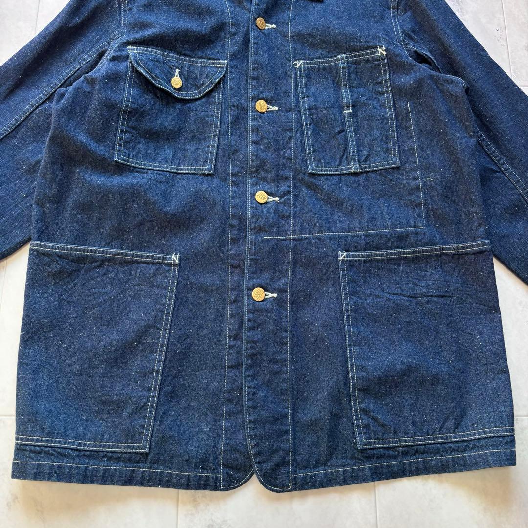 【美品】濃紺 シュガーケーン インディゴデニムカバーオール ネップ 38 M品番