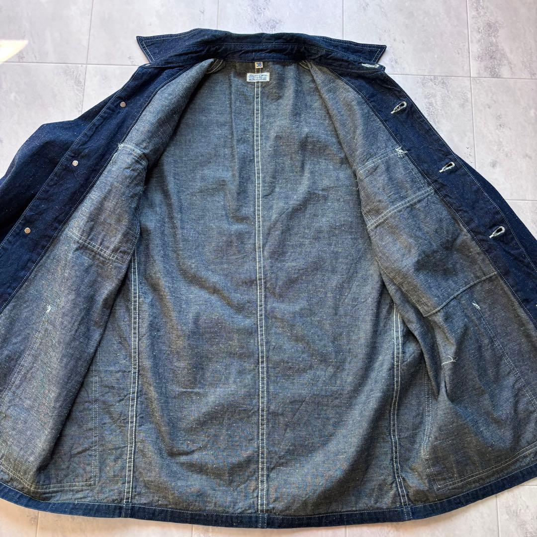 【美品】濃紺 シュガーケーン インディゴデニムカバーオール ネップ 38 M品番