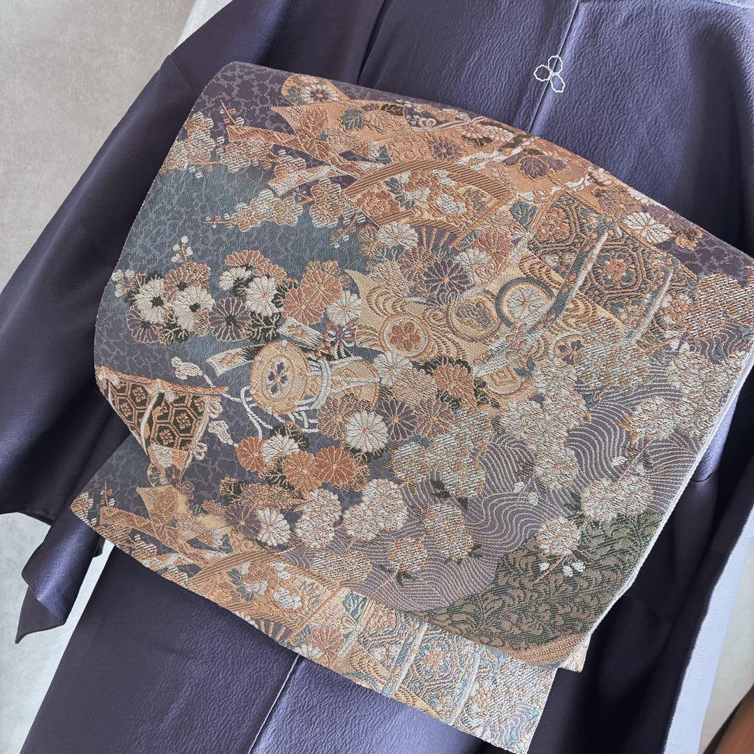 〈着物のみ〉付け下げ　フルセット　着物　正絹　鳳凰　凛と紫　訪問着　G9