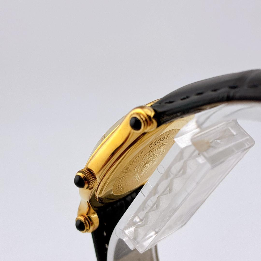 【電池交換済】GUCCI　腕時計　新品ベルト　6500L　クォーツ　ゴールド