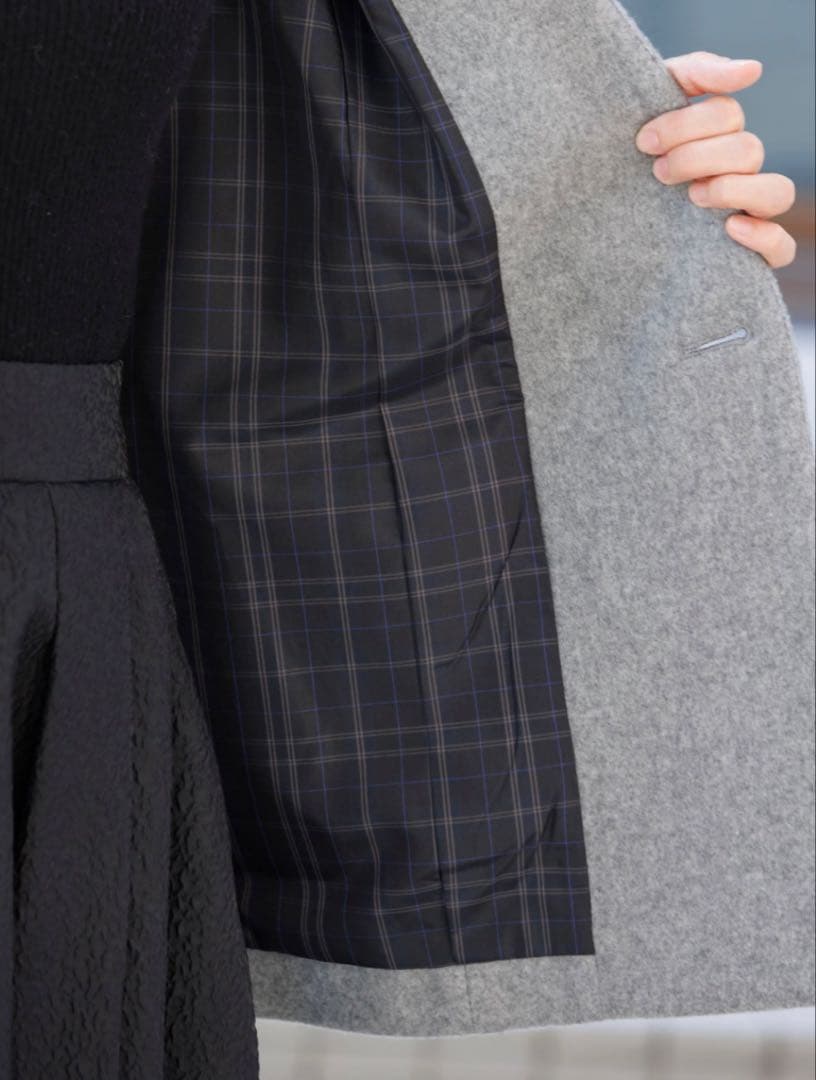 アンプレガント　グレー テーラードコートダブルボタン