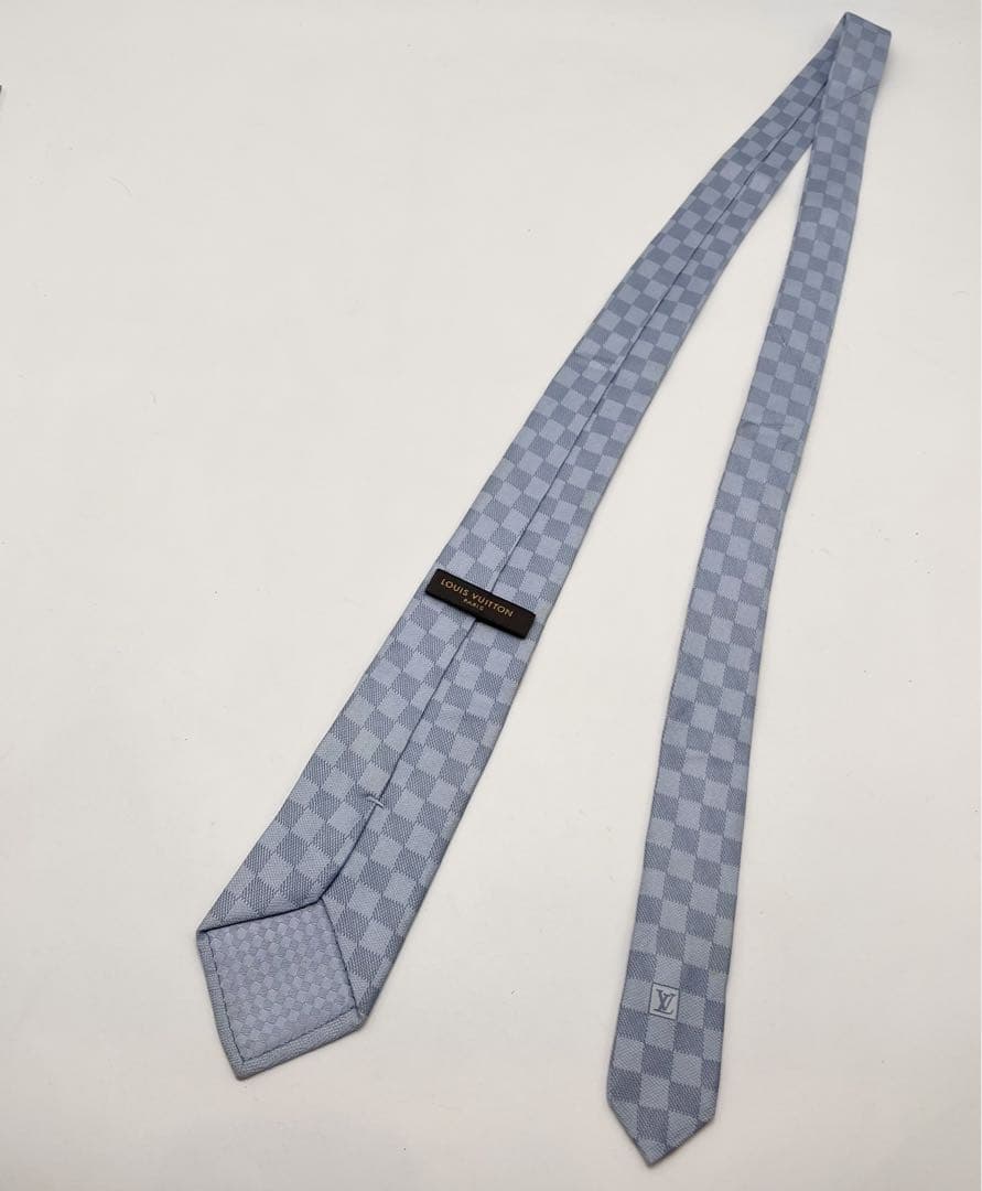ルイヴィトン ネクタイ ダミエパターン　ブルー　メンズ 水色