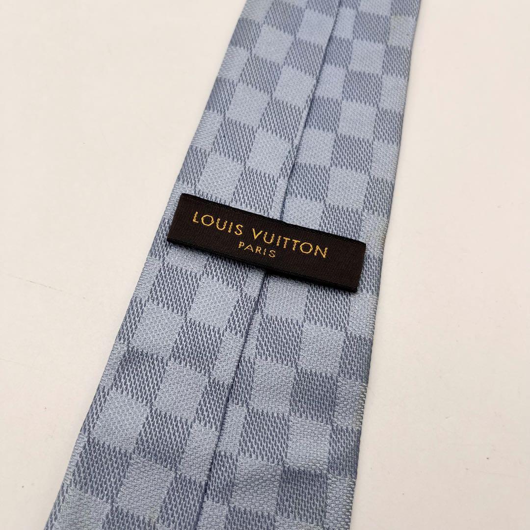 ルイヴィトン ネクタイ ダミエパターン　ブルー　メンズ 水色