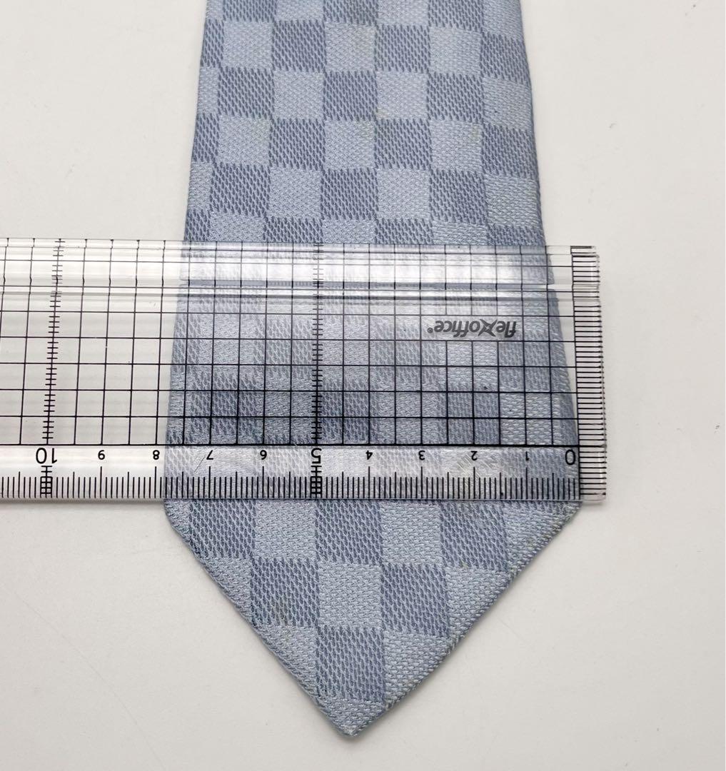 ルイヴィトン ネクタイ ダミエパターン　ブルー　メンズ 水色