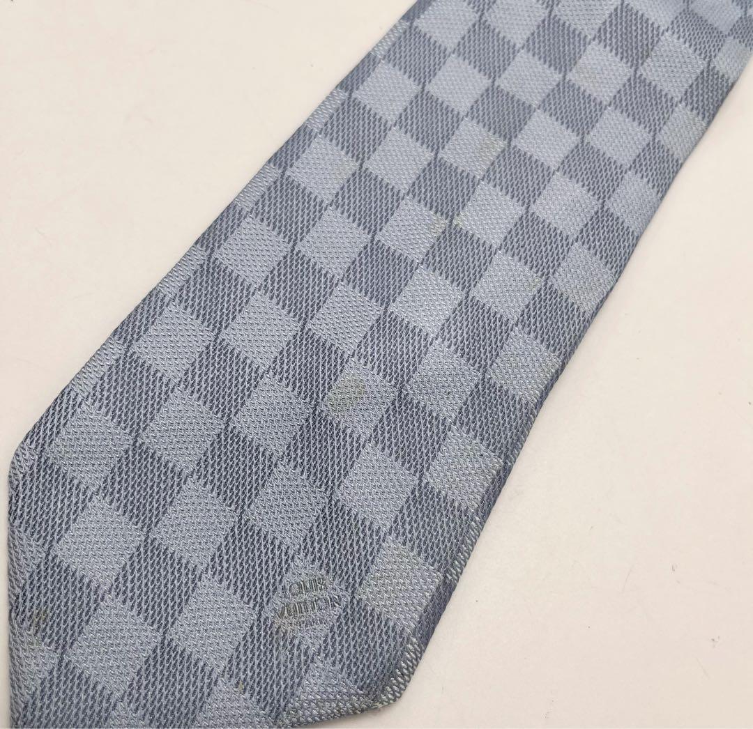 ルイヴィトン ネクタイ ダミエパターン　ブルー　メンズ 水色