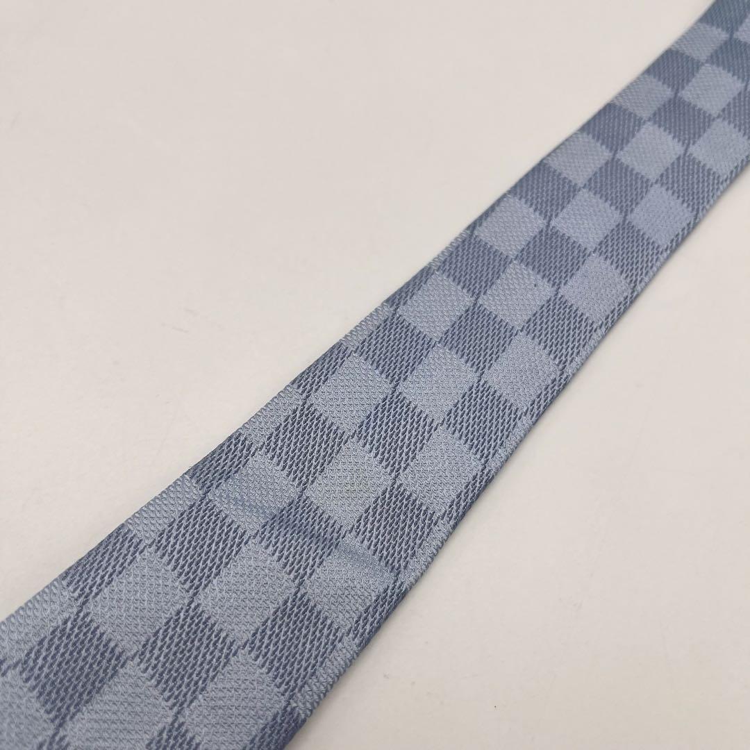 ルイヴィトン ネクタイ ダミエパターン　ブルー　メンズ 水色