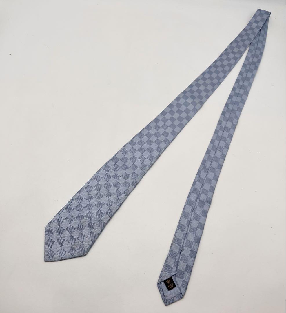 ルイヴィトン ネクタイ ダミエパターン　ブルー　メンズ 水色