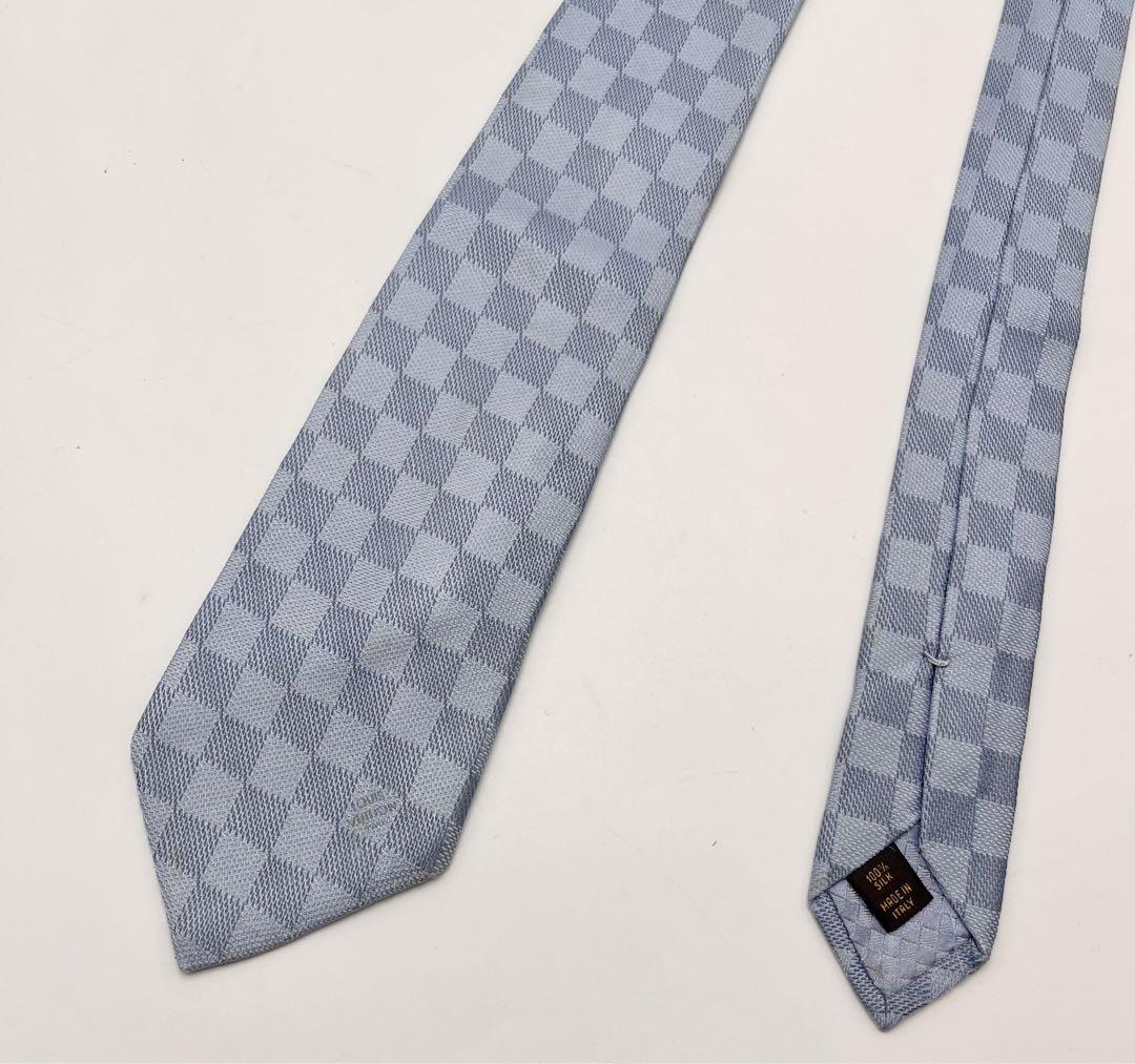 ルイヴィトン ネクタイ ダミエパターン　ブルー　メンズ 水色