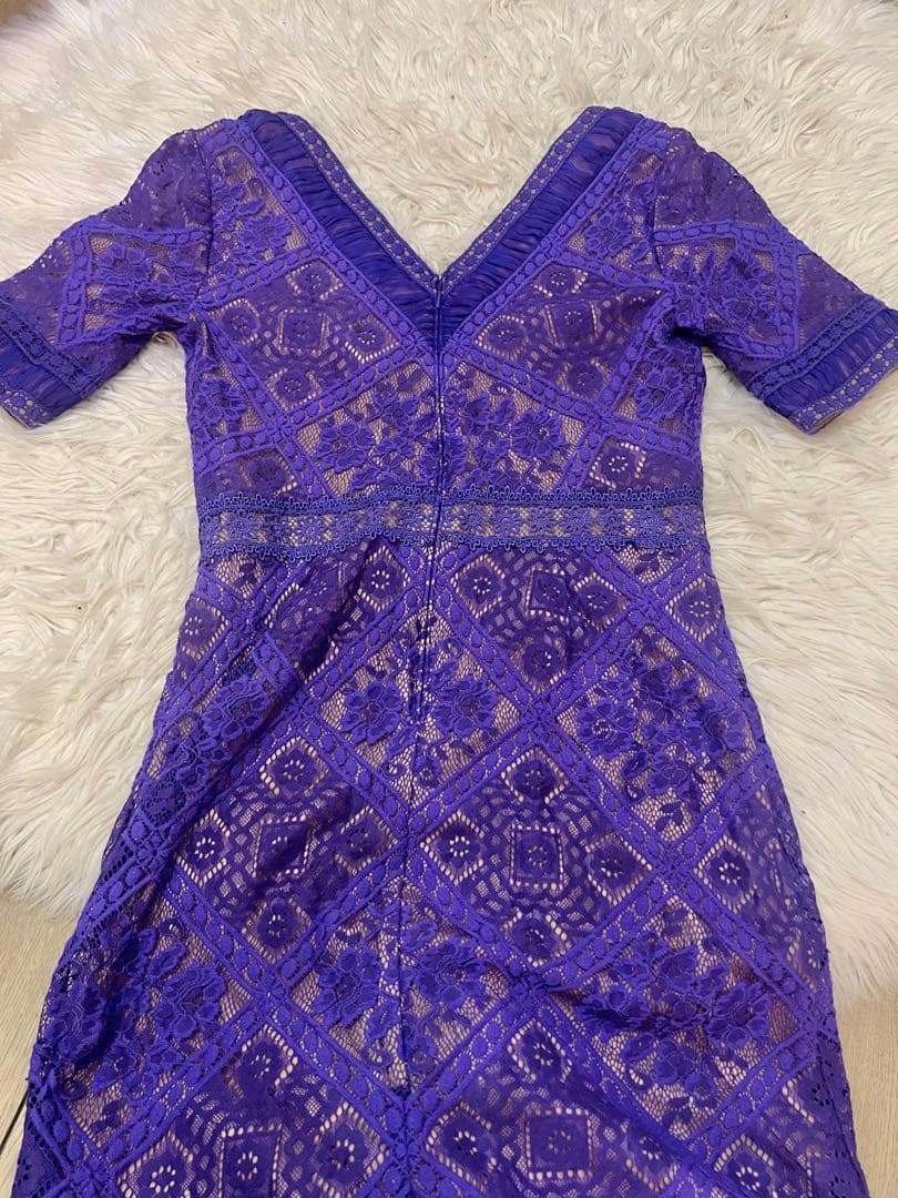 ※てんとう虫【TADASHI SHOJI】紫　レース　ロングドレス