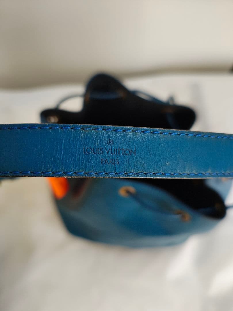 青 エピレザー バケットバッグ ショルダー付き