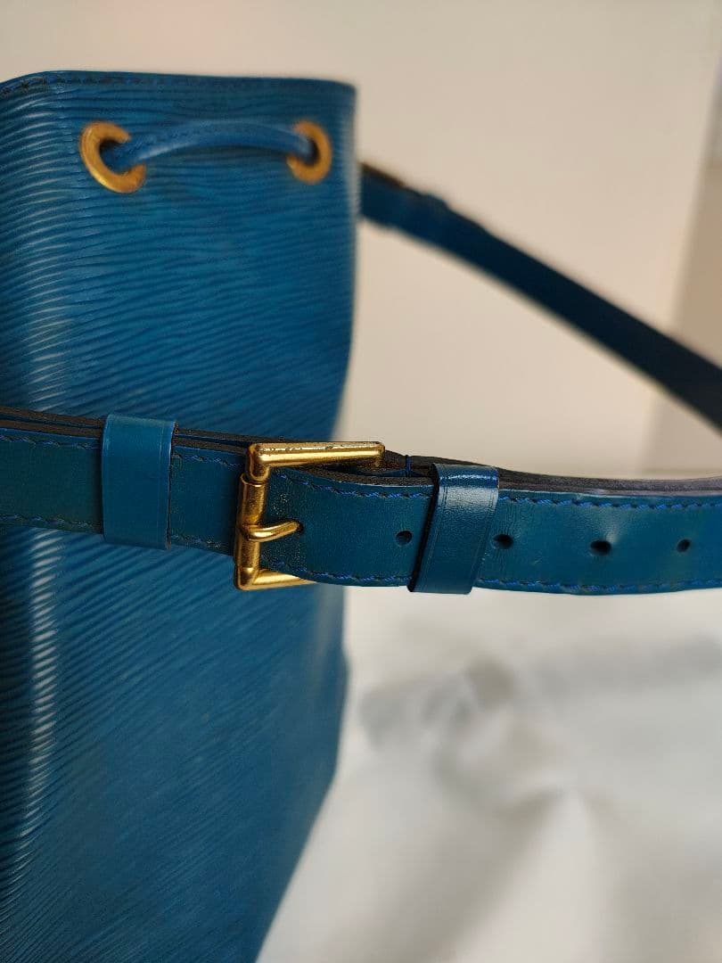 青 エピレザー バケットバッグ ショルダー付き