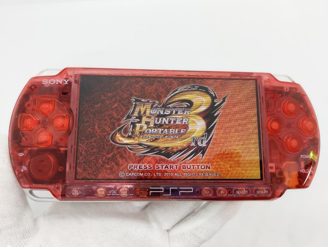 PSP 3000 すぐ遊べるセット【美品・カスタム】スケルトン レッド