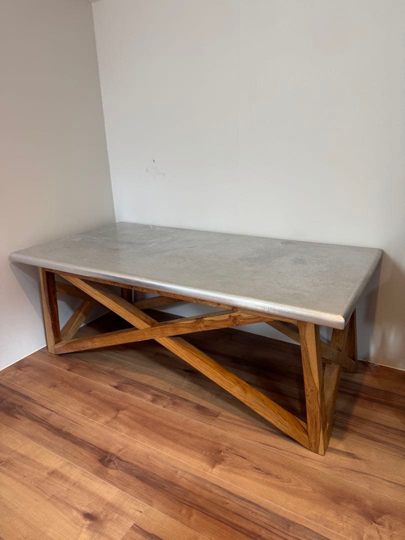 【WTW】コーヒーテーブル｜アルミ×ウッド 傷あり・雰囲気◎