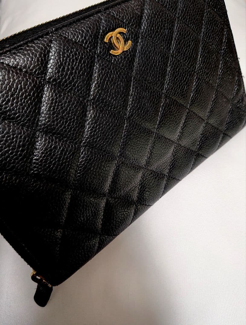 希少❀シャネル レザー 長財布　オーガナイザ　キャビアスキン　マトラッセ　黒