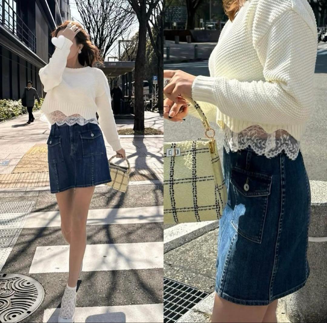 美品♡sheller デニムタイトスカート ポケット付き