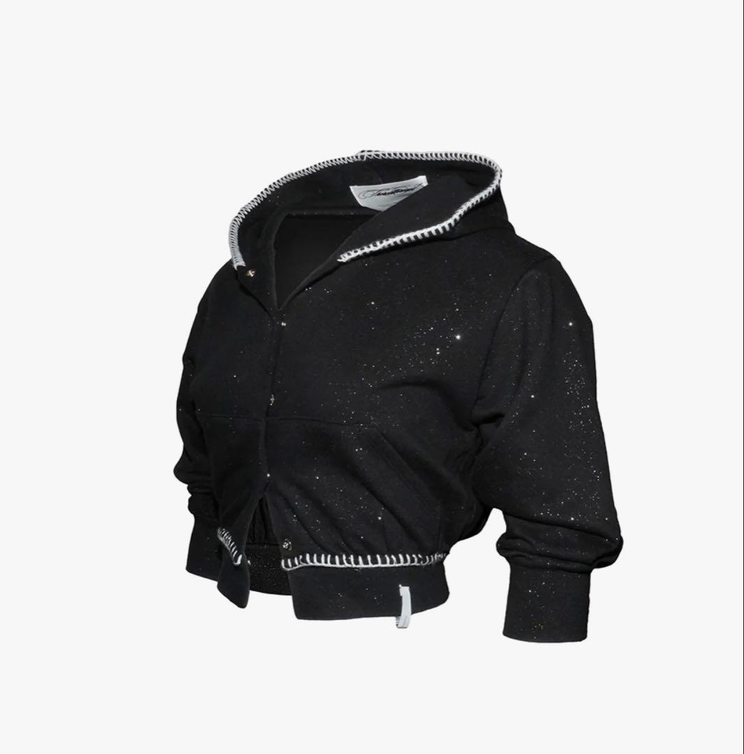 トップス THEREDTHREAD S mid-sleeve hoodie cropped