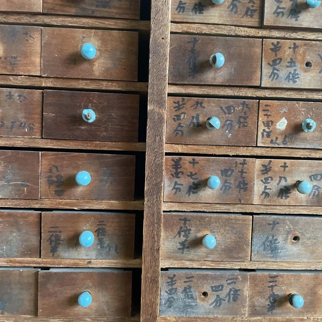 T1/2【送料込み】活版印刷所から出た木のタンス2竿セット【古道具】【活版印刷】