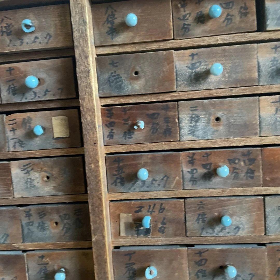 T1/2【送料込み】活版印刷所から出た木のタンス2竿セット【古道具】【活版印刷】