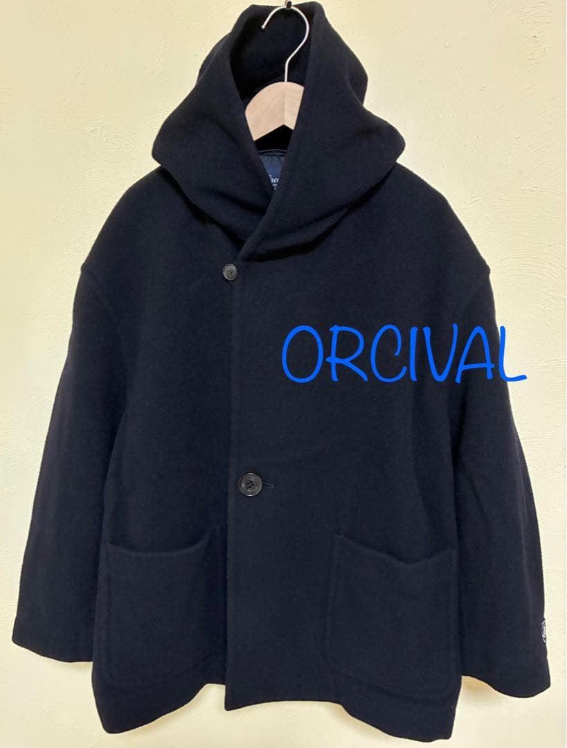 ORCIVAL ライトモッサフードコート サイズ2 フード付きネイビーコート