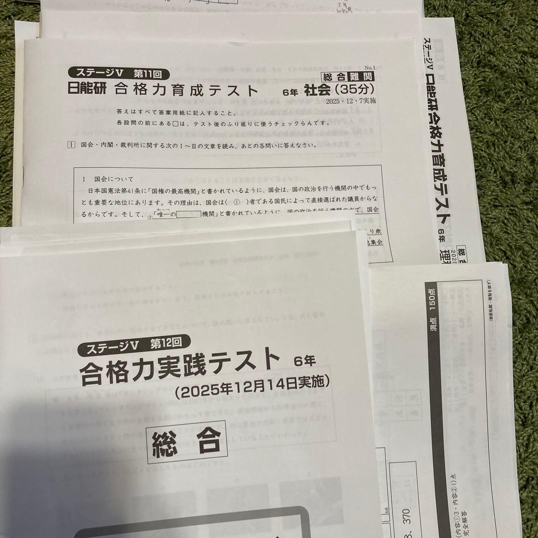 2025年 日能研 6年生 後期 合格力育成テスト・合格力実践テスト　計11回分