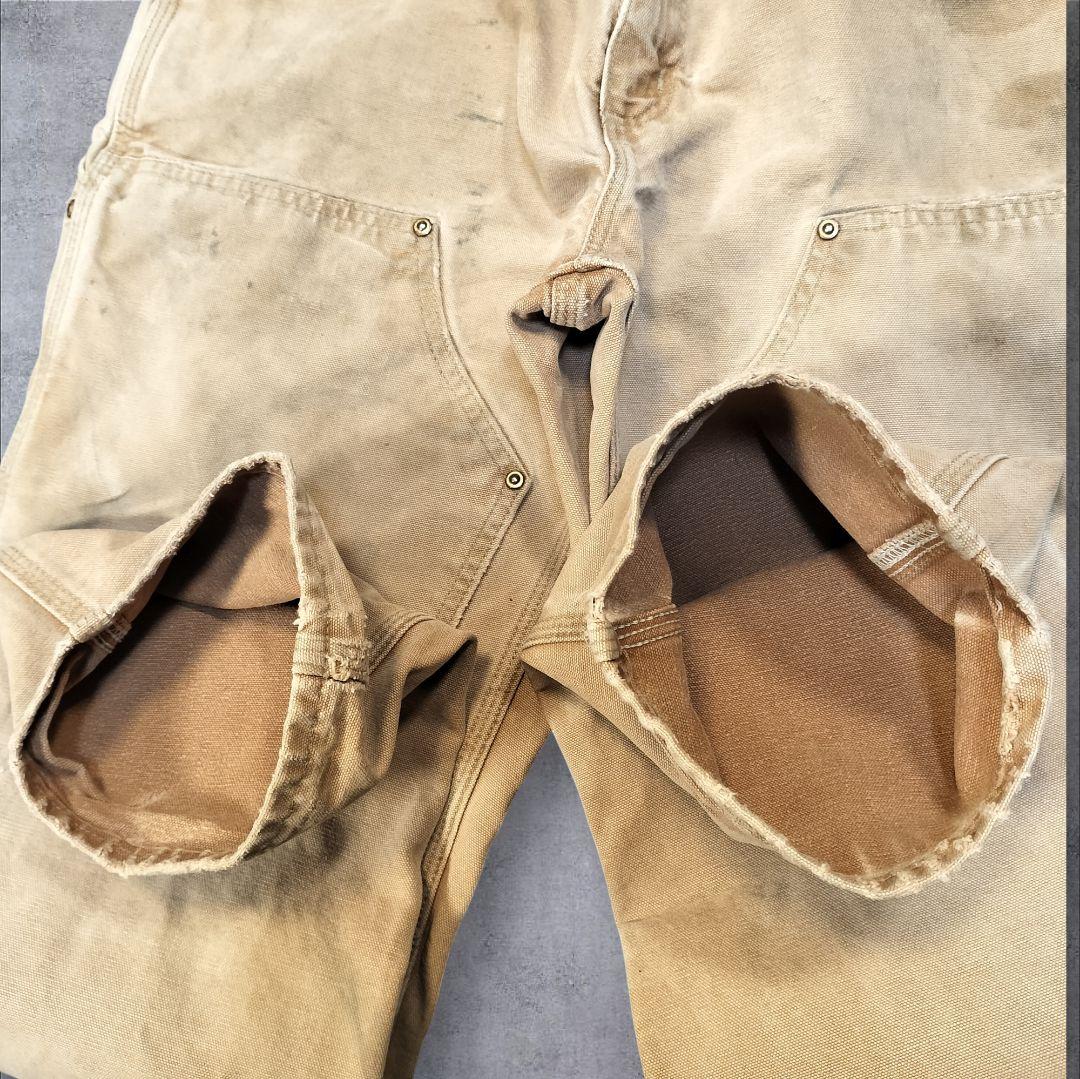 90s USA製 Carhartt ダブルニー ダックパンツ 極上フェード ML