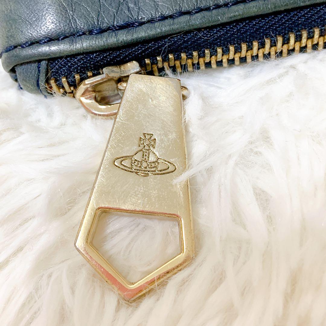 ヴィヴィアンウエストウッド　ショルダー　クラッチ　デカロゴ　ビッグオーブ　紺