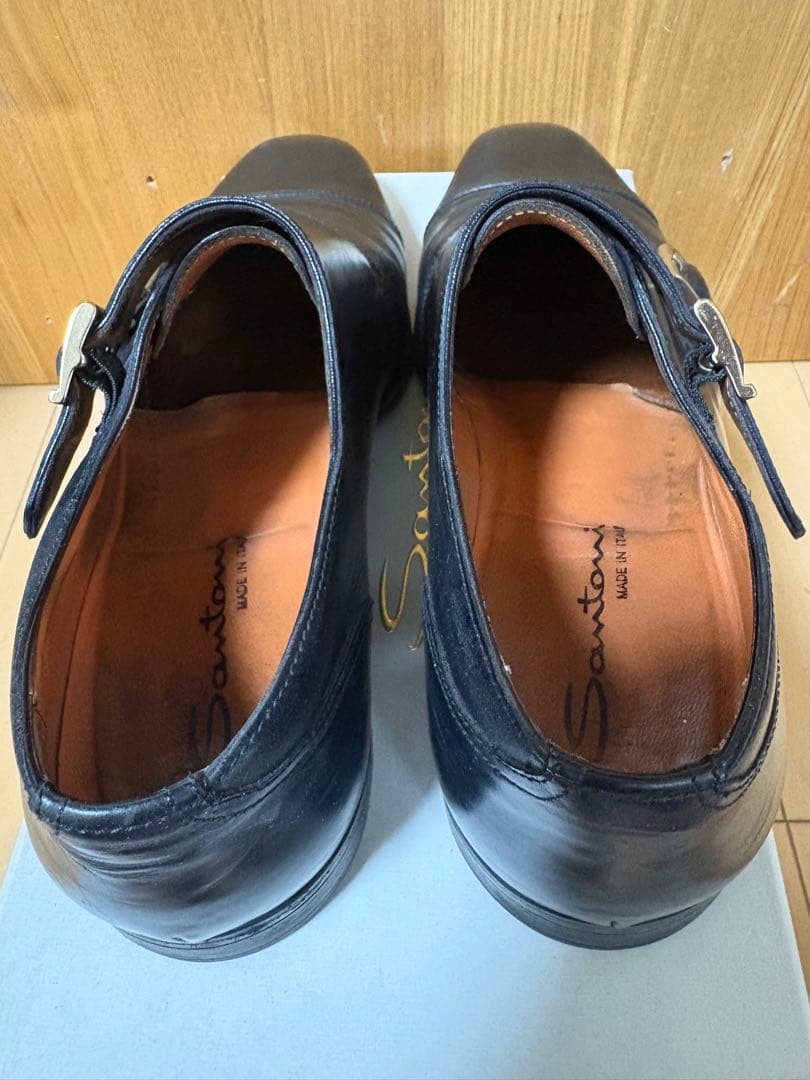 Santoni ダブルモンクストラップシューズ ブラック 8.0