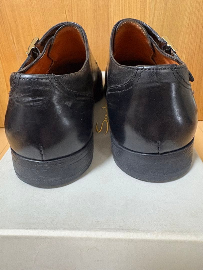 Santoni ダブルモンクストラップシューズ ブラック 8.0