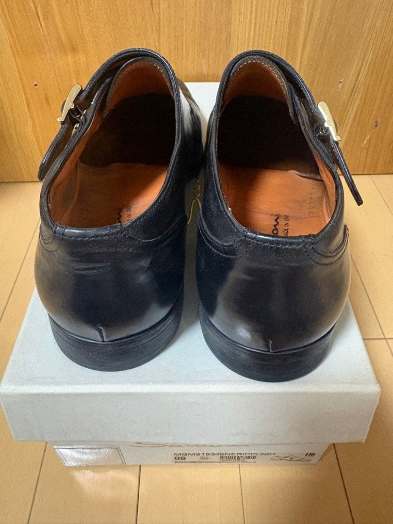 Santoni ダブルモンクストラップシューズ ブラック 8.0