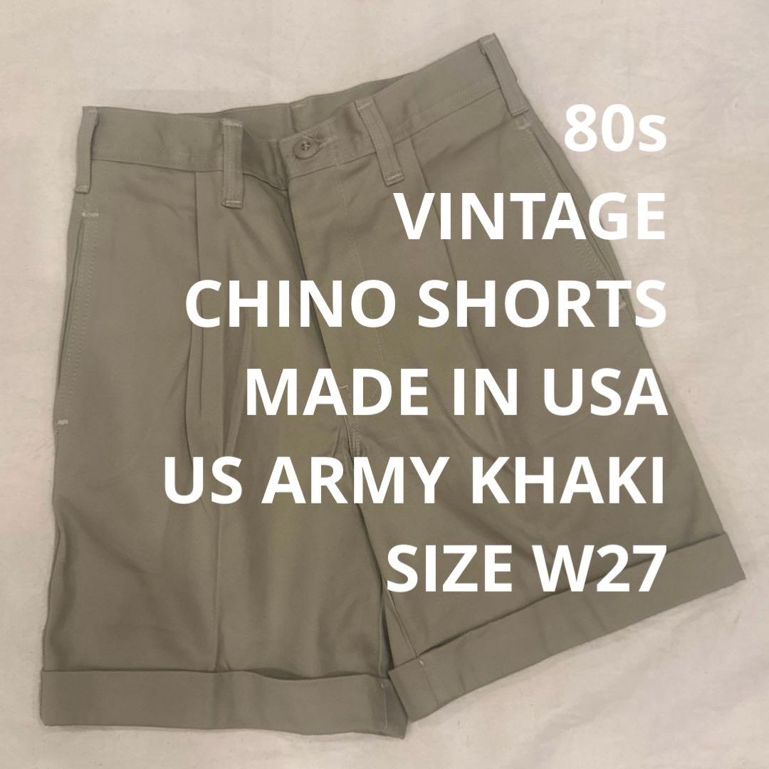 80s VINTAGE CHINO SHORTS ARMY KHAKI USA製