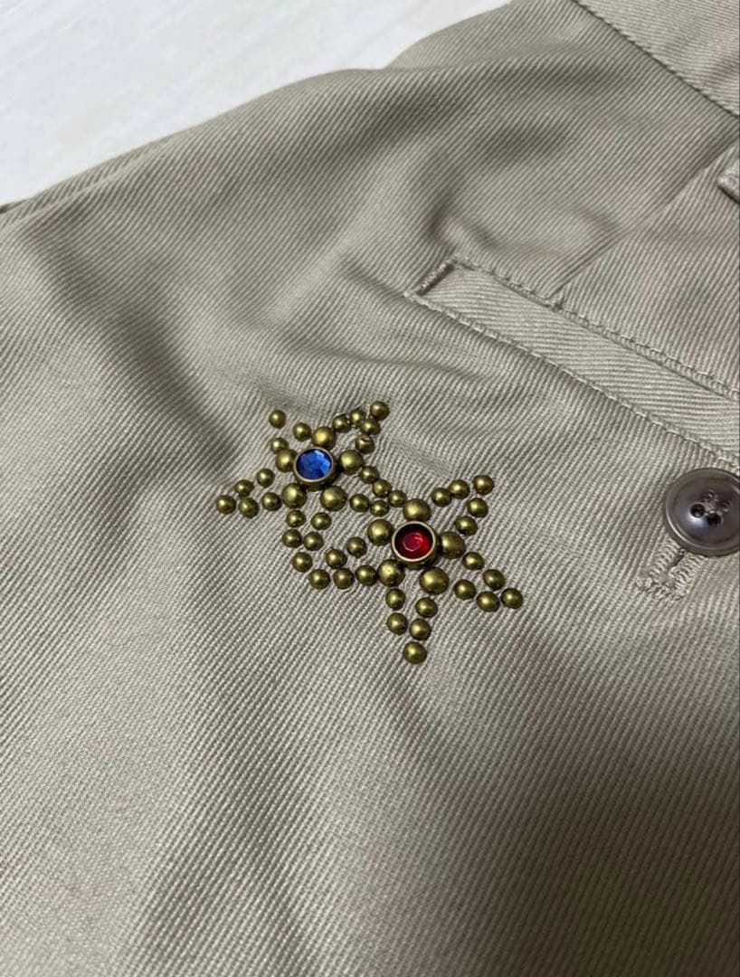 【Schott タックパンツ フラワースタッズ付き】