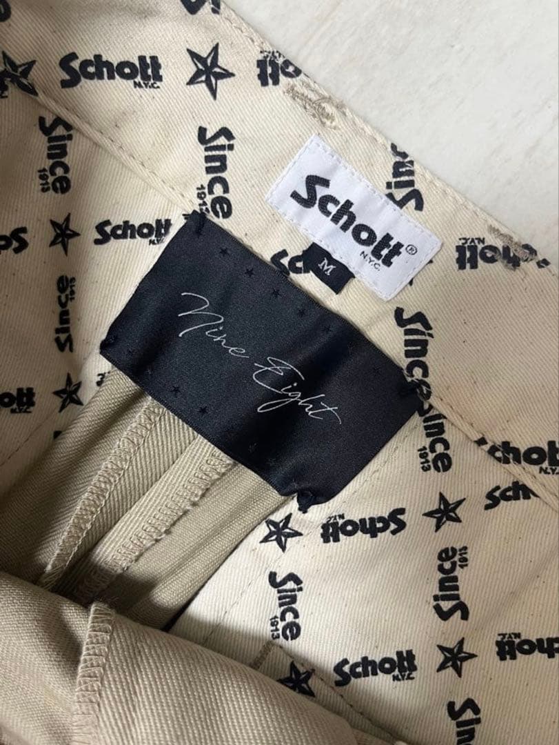 【Schott タックパンツ フラワースタッズ付き】