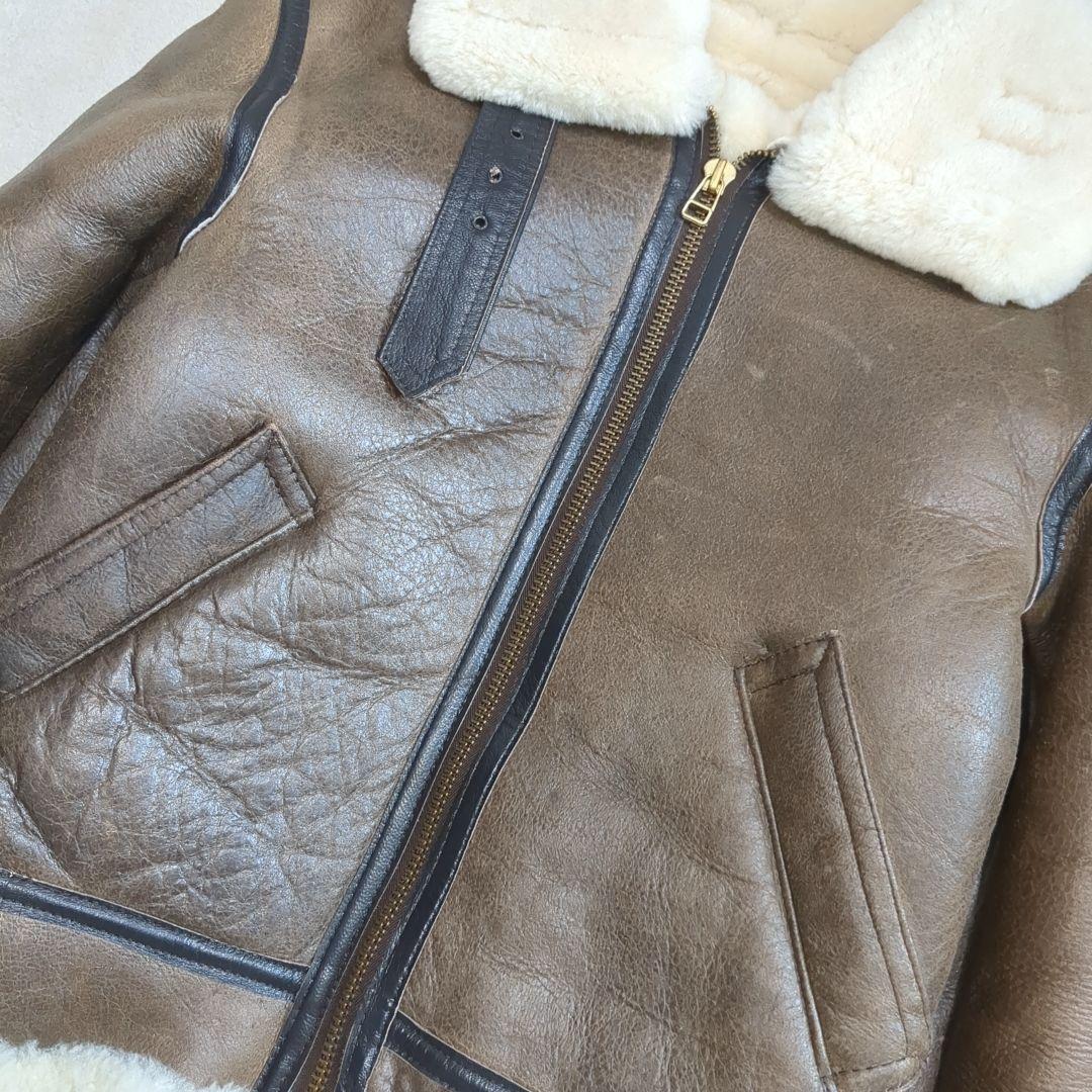 美品 AVIREX B-3 フライトジャケット ムートン ブラウン 34サイズ