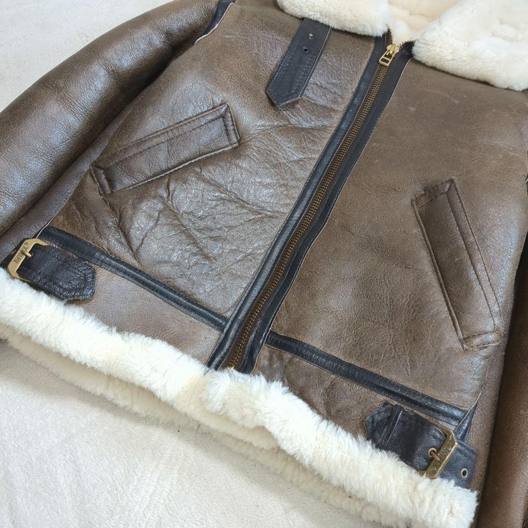 美品 AVIREX B-3 フライトジャケット ムートン ブラウン 34サイズ