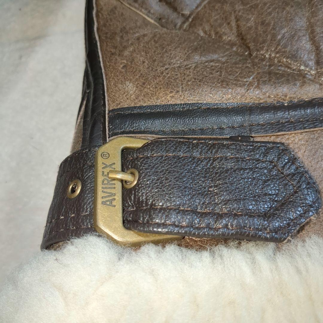 美品 AVIREX B-3 フライトジャケット ムートン ブラウン 34サイズ