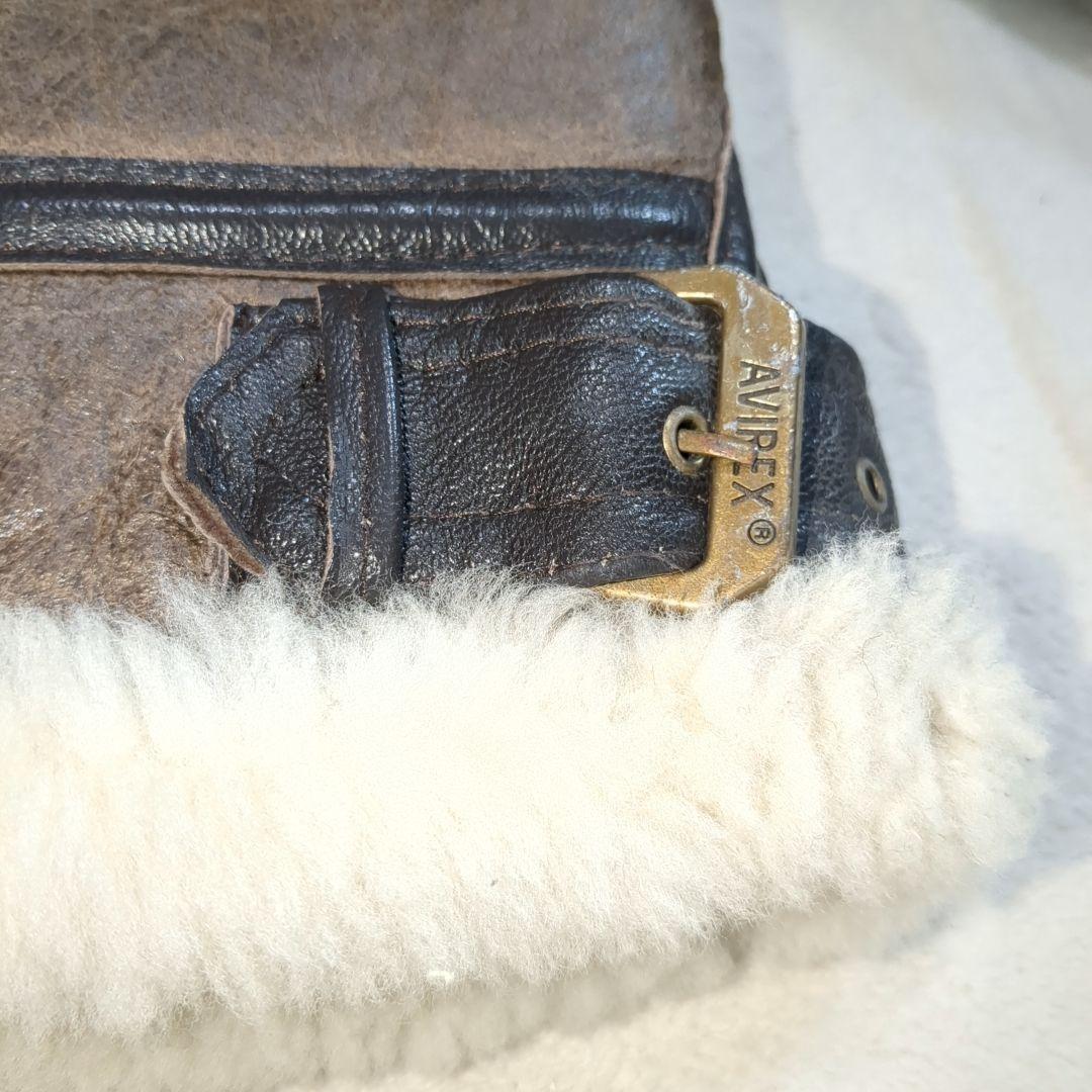 美品 AVIREX B-3 フライトジャケット ムートン ブラウン 34サイズ